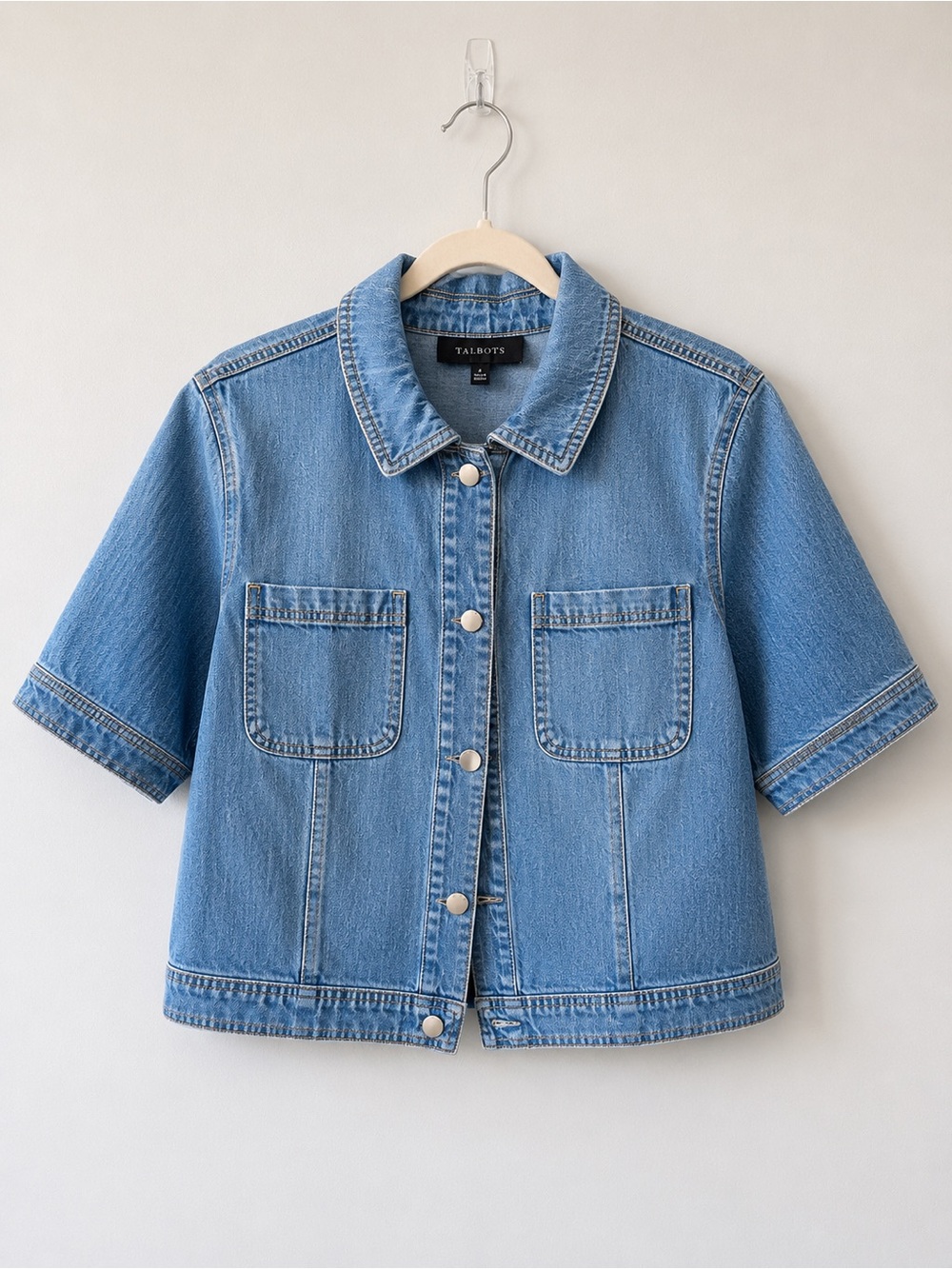 Talbots Light Wash Denim Short-Sleeve Jacket